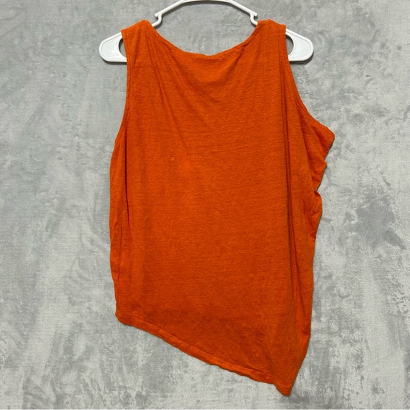 NWOT Eileen Fisher Organic Linen Ballet Neck Top Asymmetrical Hem Flamingo Small - Picture 2 of 7